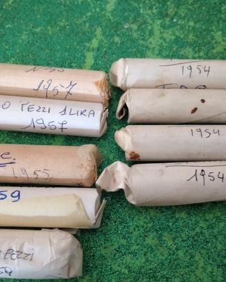 9 rotolini di 1 lira cornucopia 