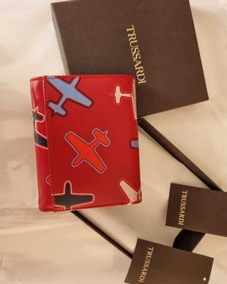 Portafoglio Trussardi in pelle e stampa aeroplani