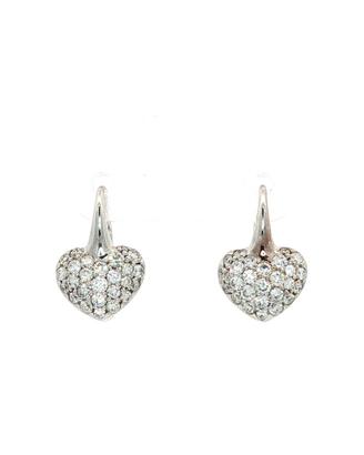 Orecchini Pendenti Cuore di Diamanti in Oro Bianco