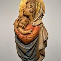 Madonna con Bambino -scultura sacra dipinta a mano
