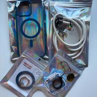 KIT ACCESSORI per IPHONE 15 COLOR BLU - BIANCO