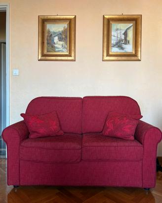 Divano 2 posti bordeaux in tessuto - pari al nuovo