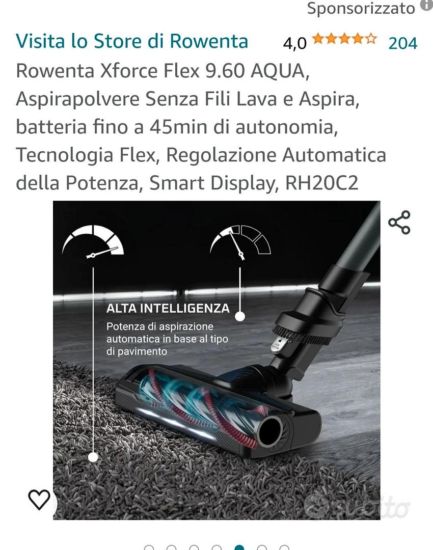 Rowenta Xforce Flex 9.60 AQUA, Aspirapolvere Senza Fili Lava e Aspira,  batteria fino a 45min di autonomia, Tecnologia Flex, Regolazione Automatica  della Potenza, Smart Display, RH20C2 : : Casa e cucina