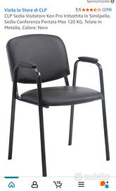 Sedia casa ufficio in metallo rivestita in pelle