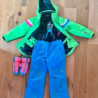 Tuta sci bambina anni 6, altezza 116 cm con guanti