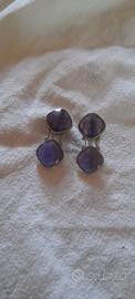 orecchini a clips  argento e ametista 