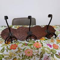 Appendiabiti artigianale in legno e ferro battuto 
