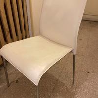 4 sedie in cuoio rigenerato bianco