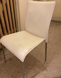 4 sedie in cuoio rigenerato bianco