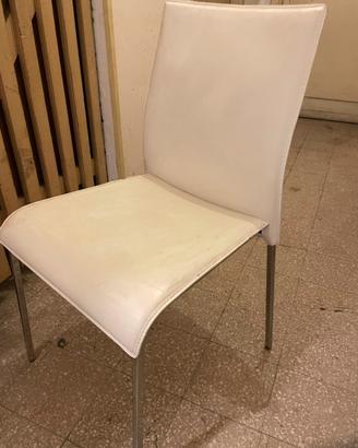 4 sedie in cuoio rigenerato bianco