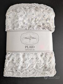 plaid White & White grigio pelo lungt