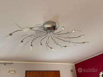 Lampadario acciaio con 12 luci lampadine G9