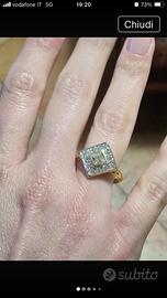 Anello vintage stile Art Deco placcato oro