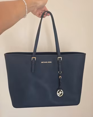 Michael kors Jet Set Travel tote in pelle blu navy