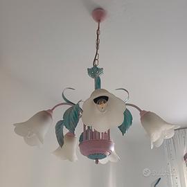 Lampadario ferro battuto colorato