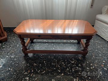 tavolino legno massiccio con 2 cassettini