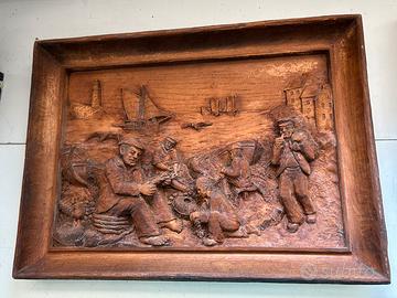 Quadro vintage legno intagliato mano Sic Francia
