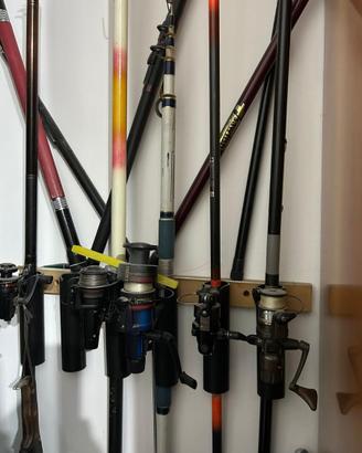 Lotto attrezzatura da pesca – Canne + mulinelli –