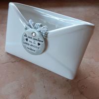 Portalettere da scrivania ceramica bianca