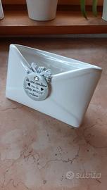 Portalettere da scrivania ceramica bianca