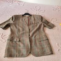 Blazer manica corta scozzese misto lino