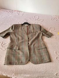 Blazer manica corta scozzese misto lino