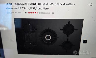 piano cottura gas, beko