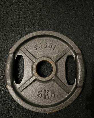 2 dischi ghisa 5kg, foro 50mm