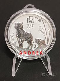 1/2 oncia Argento Lunar III 2022 Australia Tigre