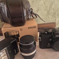 NIKKORMAT EL-NIKON 55mm-CUSTODIA E FLASH