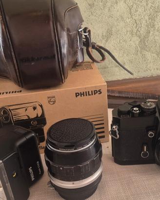 NIKKORMAT EL-NIKON 55mm-CUSTODIA E FLASH
