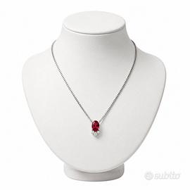 Collana pendente rubino ovale  e diamanti oro