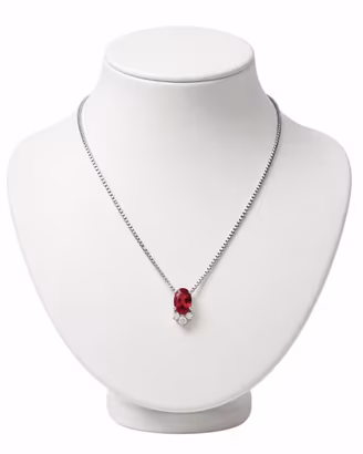 Collana pendente rubino ovale  e diamanti oro