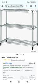 scaffale metallico Ikea a 3 ripiani modello Omar 