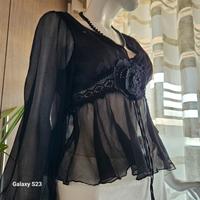 Top  elegante manica lunga con trasparenze 