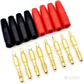 5 Paia Connettori Banana 4 mm Dorati per Batterie
