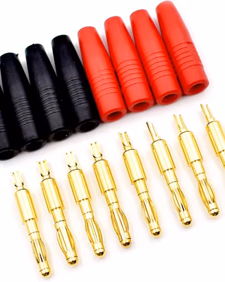 5 Paia Connettori Banana 4 mm Dorati per Batterie
