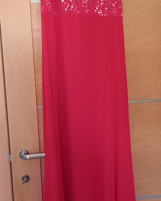 abito lungo rosso elegante con paillettes 