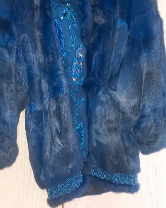 pelliccia in lapin blu notte