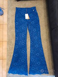 dixie pantaloni a zampa in pizzo blu tg m nuovi !