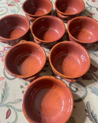 Set 8 Tegamini In Terracotta artigianali Cm 14