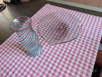 Vaso e centrotavola in vetro di Murano