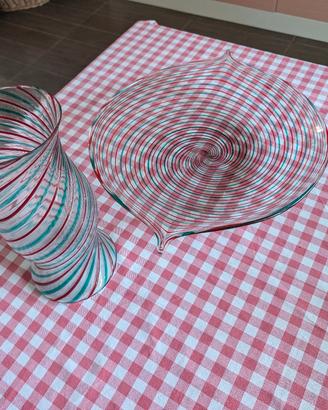 Vaso e centrotavola in vetro di Murano