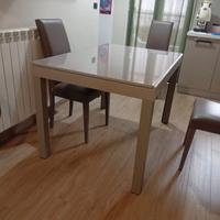 tavolo in vetro e acciaio tortora 160x90 cm