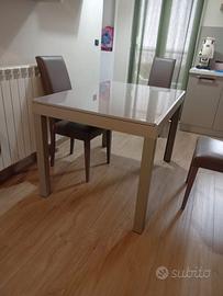 tavolo in vetro e acciaio tortora 160x90 cm