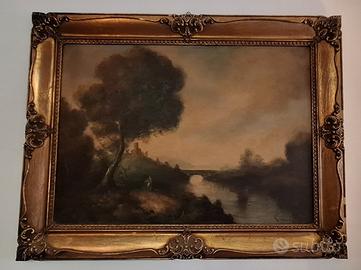 GRANDE DIPINTO SU TELA EPOCA FINE 800 FIRMATO 