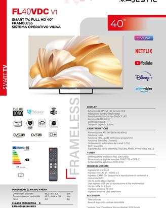 Smart tv 40 pollici Majestic fl40vdc nuova