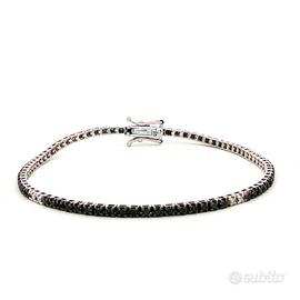 Bracciale Tennis oro bianco e diamanti neri