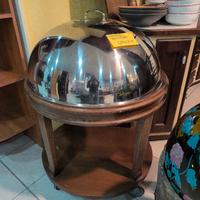 carrello bollitore in legno acciaio inox 