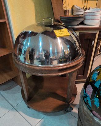 carrello bollitore in legno acciaio inox 